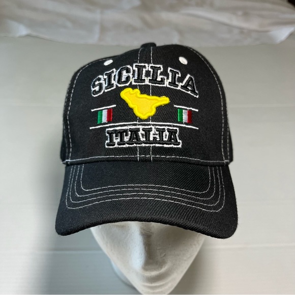 Other - Sicilia Italia embroidered Adjustable Black Cap